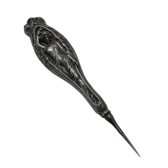 Silvertone Cuticle Pusher Marked Patent 1905 Art Nouveau Unmarked Metal - Picture 4 of 11